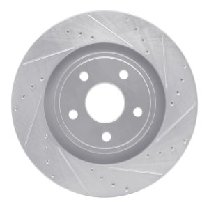 Jeep Grand Cherokee Brake Rotor (1) - Front Right - R1 Concepts - Drilled & Slotted - Silver - `06-`10